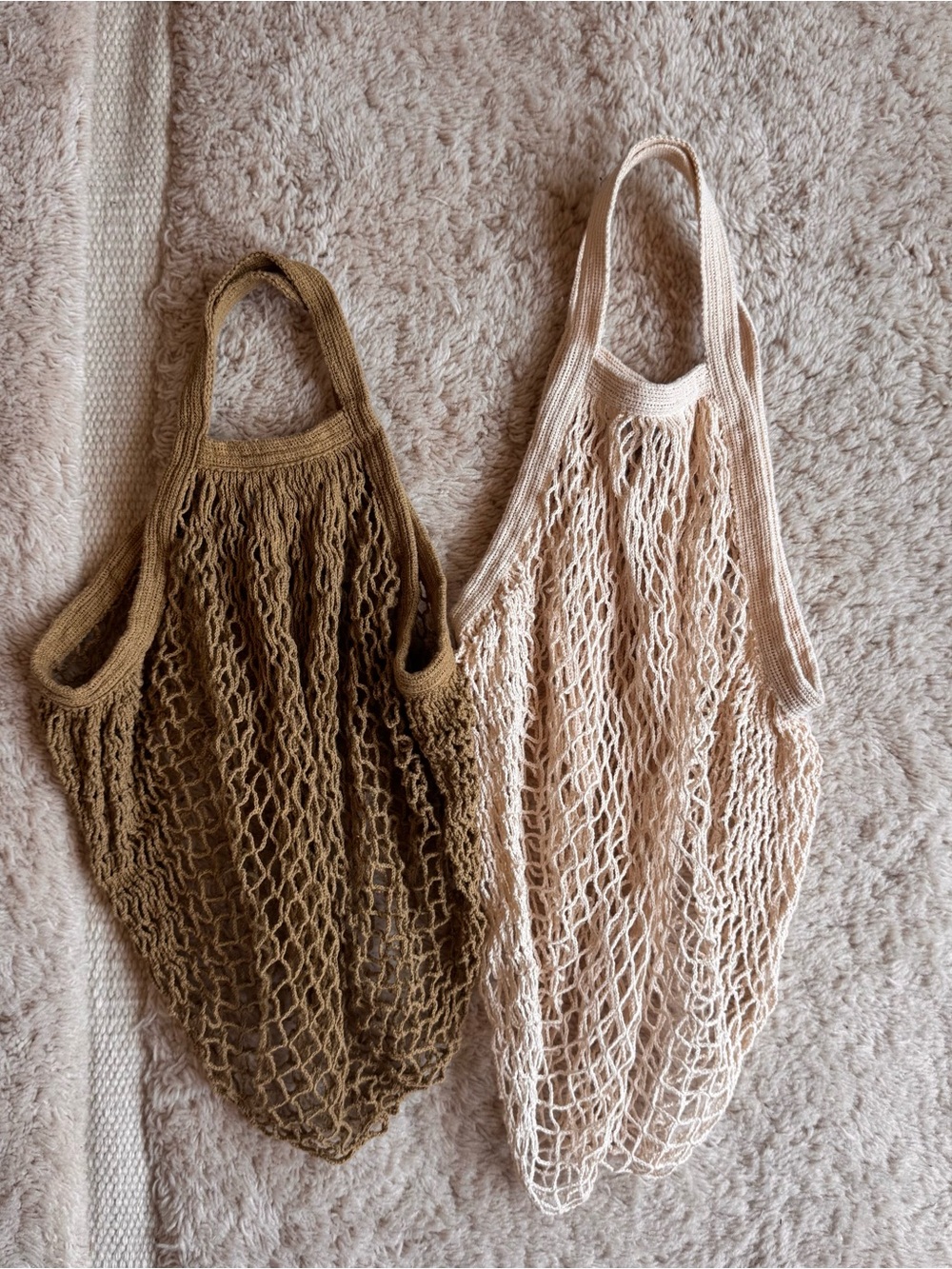 Ecobags Cotton Mesh Tote Bag in Brown and Cream